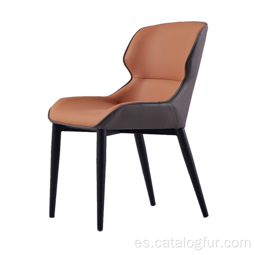 muebles de madera de lujo silla de comedor patas de madera marrón de alta calidad cubierta de cuero sillas de comedor de uso doméstico